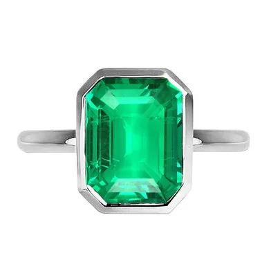 Bezel Set Green Emerald Solitaire Ring HarryChadEntcom Rings