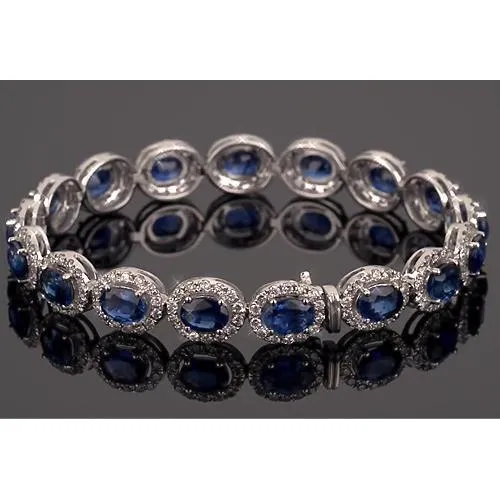 Blue Sapphire Tennis Bracelet Prong Set 39 Carats Women Jewelry GB Bracelets Blue Sapphire Tennis Bracelet Prong Set 39 Carats Women Jewelry GB Bracelets