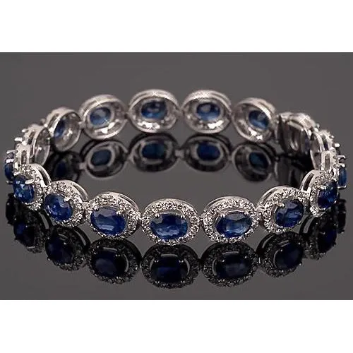 Blue Sapphire Tennis Bracelet Prong Set 39 Carats Women Jewelry GB Bracelets Blue Sapphire Tennis Bracelet Prong Set 39 Carats Women Jewelry GB Bracelets