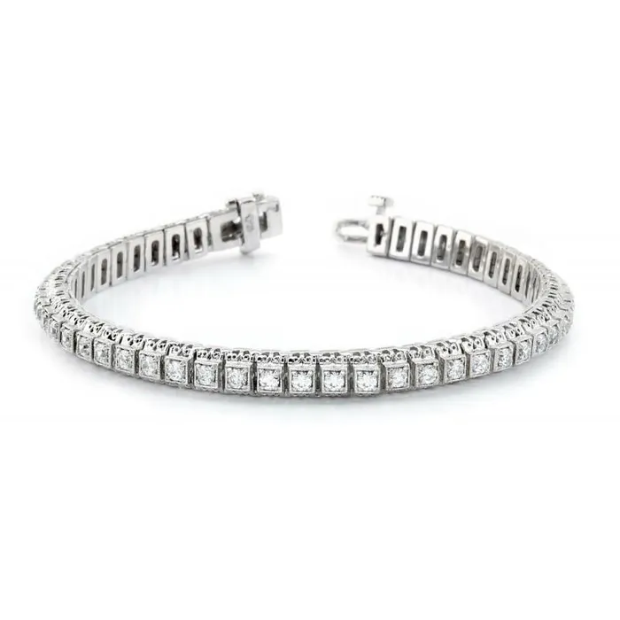 Bracelets 550 Carats Round Natural Earth Mined Diamond Tennis Bracelet Solid White Gold 14K GB