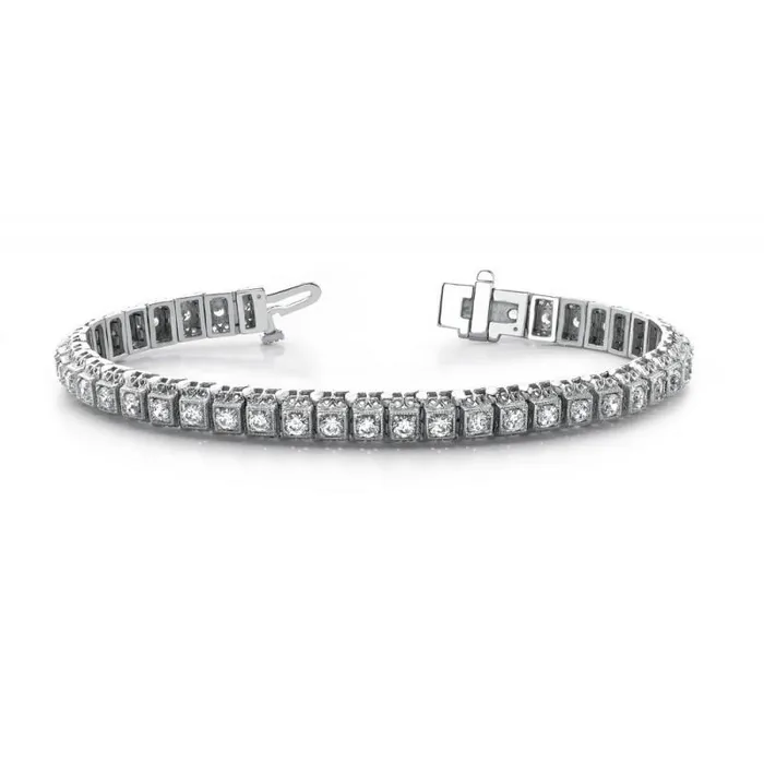 Bracelets 550 Carats Round Natural Earth Mined Diamond Tennis Bracelet Solid White Gold 14K GB