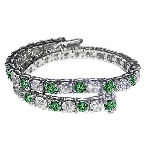 Bracelets GB 1405 Ct White Green Natural Earth Mined Diamonds Tennis Bracelet White Gold