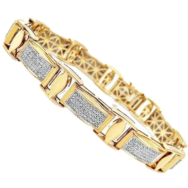 Bracelets GB 18 Ct Round Cut Pave Setting Natural Earth Mined Diamond Men Bracelet Yellow Gold 14K Bracelets GB 18 Ct Round Cut Pave Setting Natural Earth Mined Diamond Men Bracelet Yellow Gold 14K