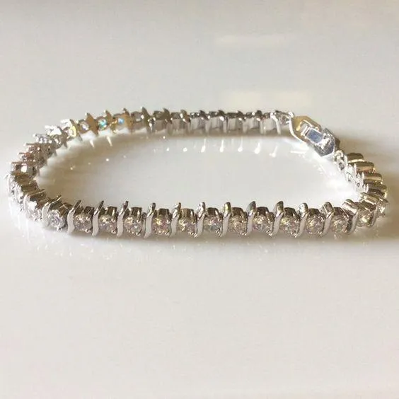 Bracelets GB 760 Carats Round Prong Set Real Natural Earth Mined Diamond Bracelet White Gold 14K Bracelets GB 760 Carats Round Prong Set Real Natural Earth Mined Diamond Bracelet White Gold 14K