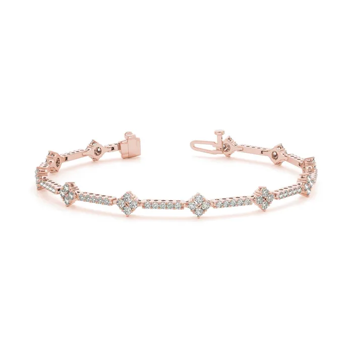 Bracelets GB Round Cut Sparkling 6 Carats Real Natural Earth Mined Diamond Women Bracelet Rose Gold 14K Bracelets GB Round Cut Sparkling 6 Carats Real Natural Earth Mined Diamond Women Bracelet Rose Gold 14K