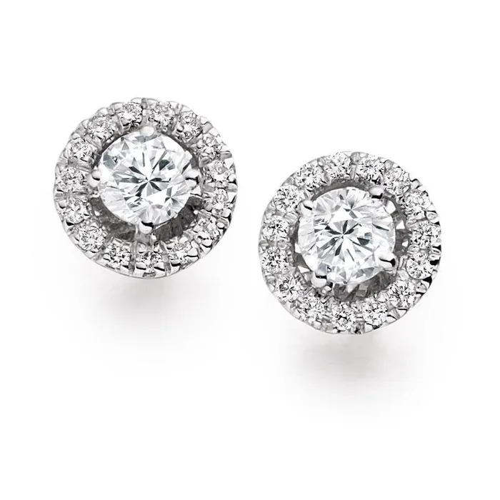 Brilliant Cut 23 Carats Natural Earth Mined Diamonds Lady Studs Halo Earrings White Gold GB Earrings Brilliant Cut 23 Carats Natural Earth Mined Diamonds Lady Studs Halo Earrings White Gold GB Earrings