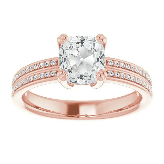 Cushion Old Mine Cut Genuine Natural Earth Mined Diamond Ring Double Prong Set 625 Carats HarryChadEntcom Rings