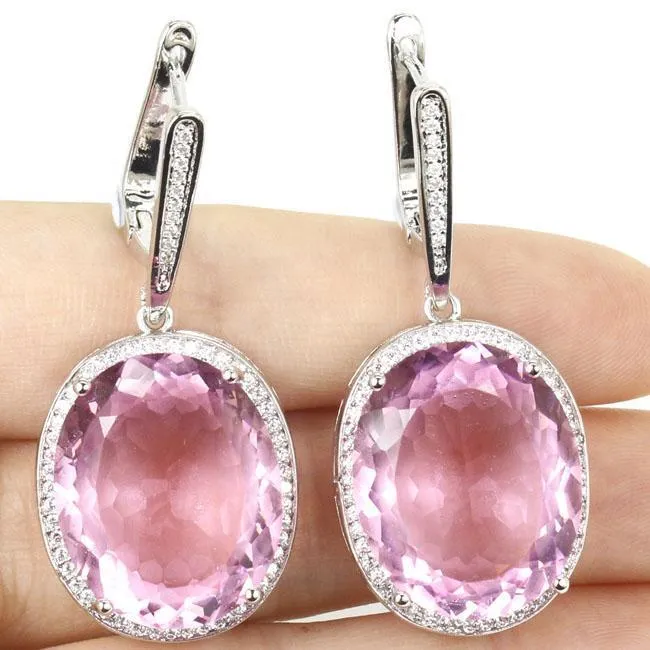 Earrings 4136 Ct Pink Oval Cut Kunzite With Natural Earth Mined Diamond Women Hoop Earrings GB Earrings 4136 Ct Pink Oval Cut Kunzite With Natural Earth Mined Diamond Women Hoop Earrings GB