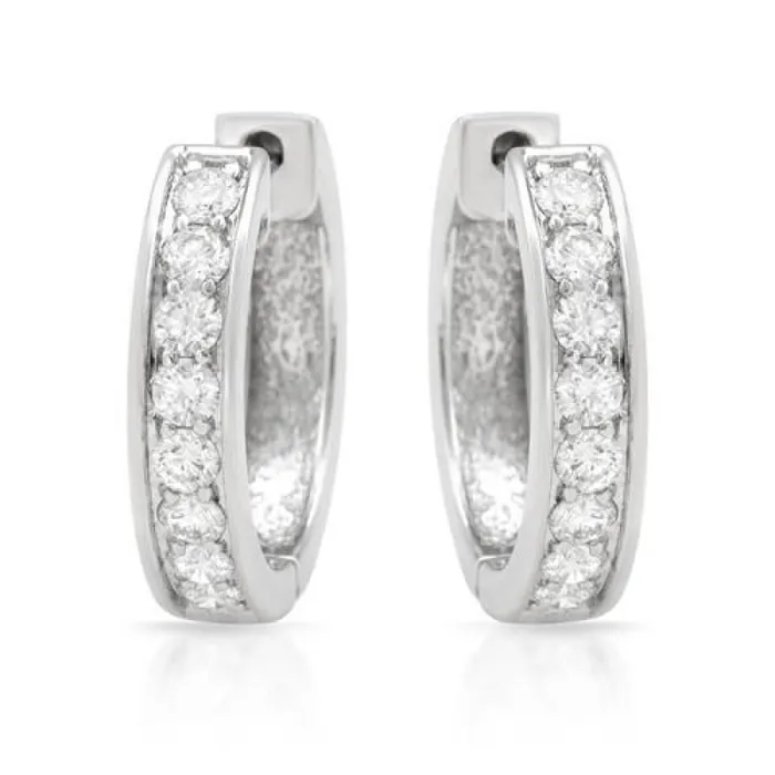 Earrings GB 150 Carats Round Natural Earth Mined Diamonds Women Hoop Earring White Gold 14K Earrings GB 150 Carats Round Natural Earth Mined Diamonds Women Hoop Earring White Gold 14K