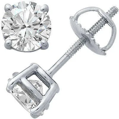 Earrings GB 2 Carats Round Cut Natural Earth Mined Diamond Stud Earrings Lady 4 Prong Setting Jewelry
