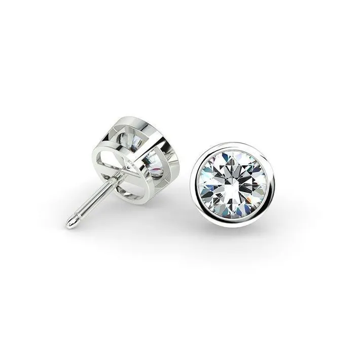 Earrings GB 3 Carats Natural Earth Mined Diamonds Lady Stud Earrings 14K White Gold