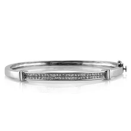 Earrings GB 3 Ct Princess Cut Natural Earth Mined Diamond Bangle 14K White Gold