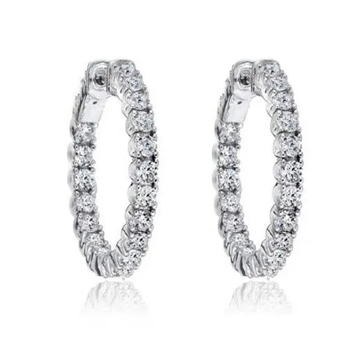 Earrings GB Beautiful Round Cut Natural Earth Mined Diamond Hoop Earring Women Gold Jewelry