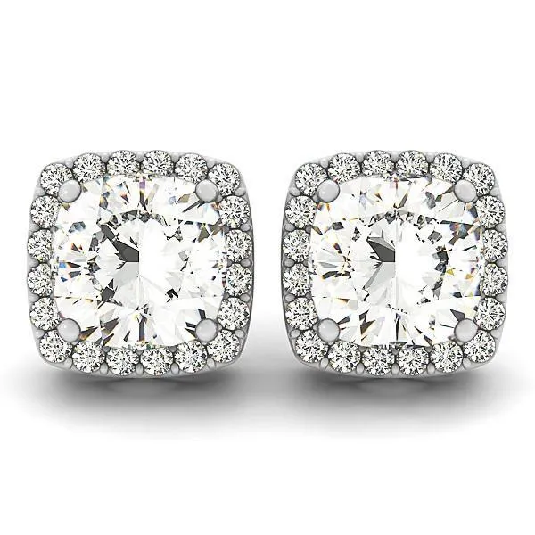 Earrings GB Cushion And Round Cut Halo Natural Earth Mined Diamond Stud Earring 240 Carats