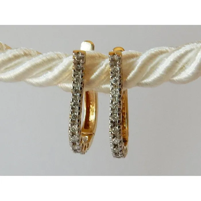 Earrings GB Natural Earth Mined Diamond Hoop Earrings Round 05 Carats GH VS1 Two Tone Finish