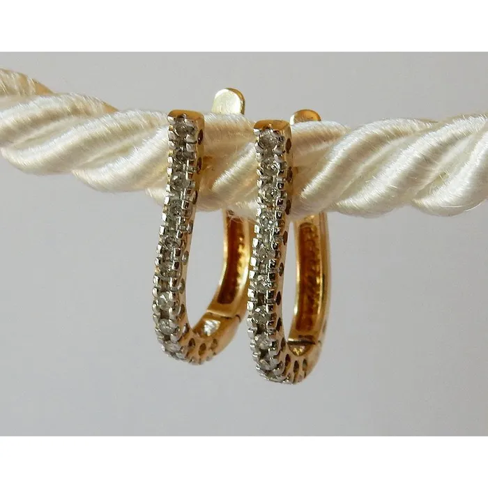Earrings GB Natural Earth Mined Diamond Hoop Earrings Round 05 Carats GH VS1 Two Tone Finish