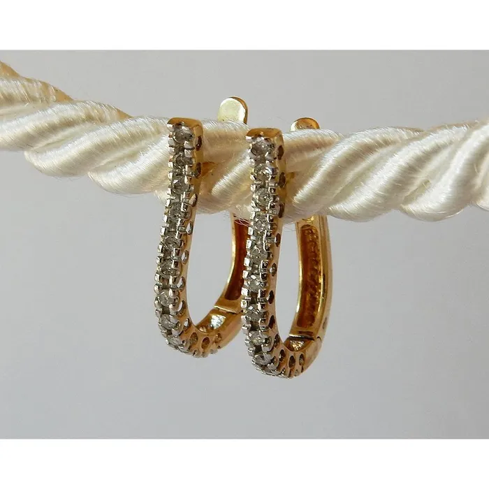 Earrings GB Natural Earth Mined Diamond Hoop Earrings Round 05 Carats GH VS1 Two Tone Finish