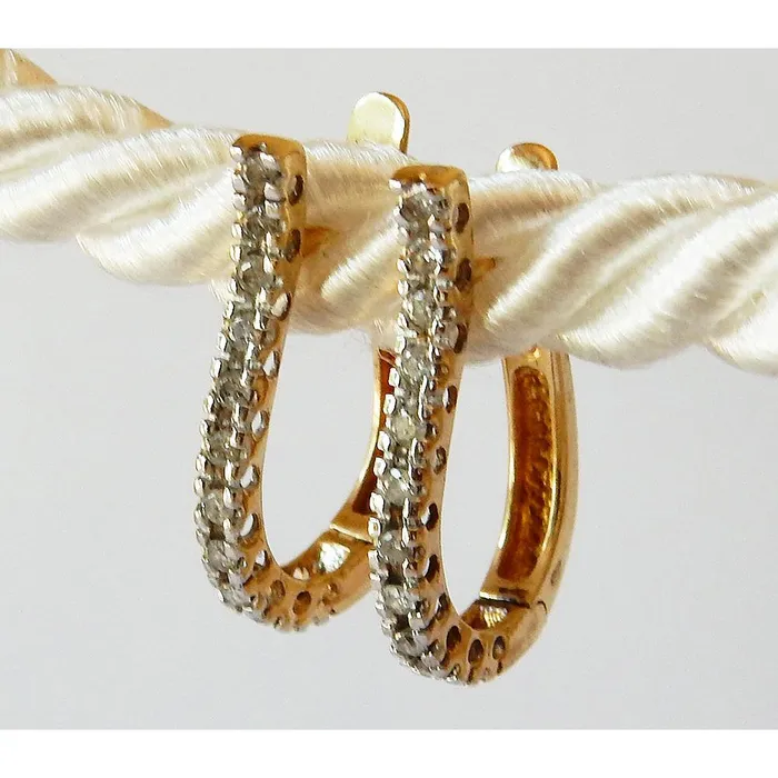 Earrings GB Natural Earth Mined Diamond Hoop Earrings Round 05 Carats GH VS1 Two Tone Finish