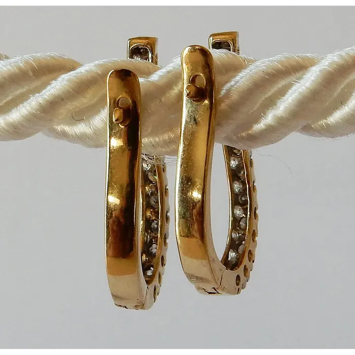 Earrings GB Natural Earth Mined Diamond Hoop Earrings Round 05 Carats GH VS1 Two Tone Finish