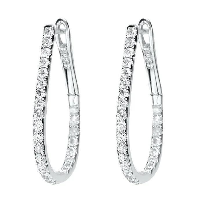 Earrings GB Round Brilliant Cut 4 Carats F Vvs1 Natural Earth Mined Diamonds Hoop Earrings