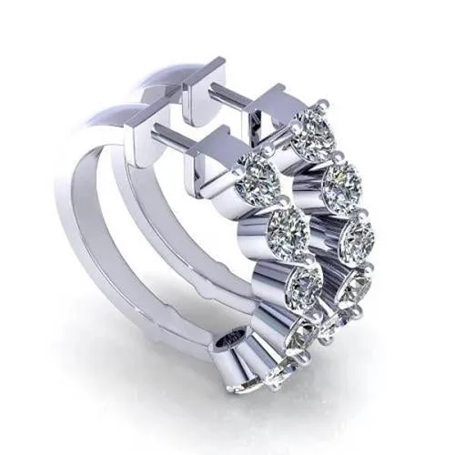 Earrings GB White Gold 14K 3 Ct Round Prong Set Natural Earth Mined Diamond Hoop Ladies Earring