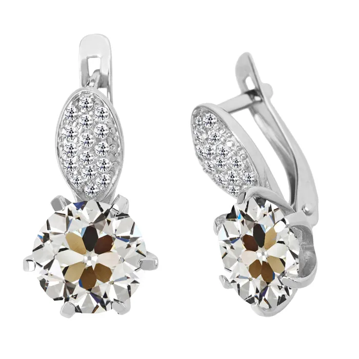 Earrings HarryChadEntcom Gold Drop Earrings 6 Ct Old Cut Earth Mined Diamond Prong Set Earrings HarryChadEntcom Gold Drop Earrings 6 Ct Old Cut Earth Mined Diamond Prong Set