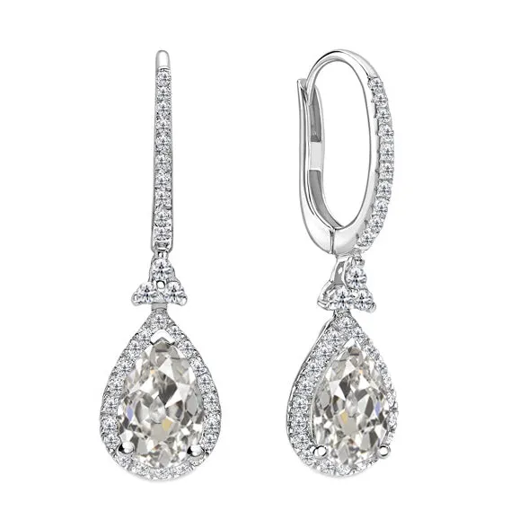 Earrings HarryChadEntcom Real Diamond Pear Round Old Miner Halo Dangle Earrings 3 Carats Earrings HarryChadEntcom Real Diamond Pear Round Old Miner Halo Dangle Earrings 3 Carats