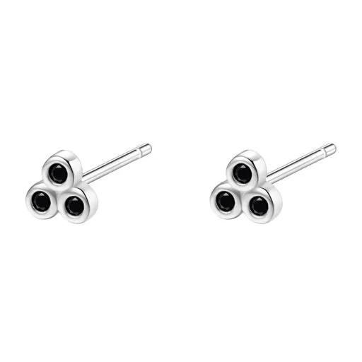 Earrings Hey Happiness Black Triad Stud Earrings Sterling Silver