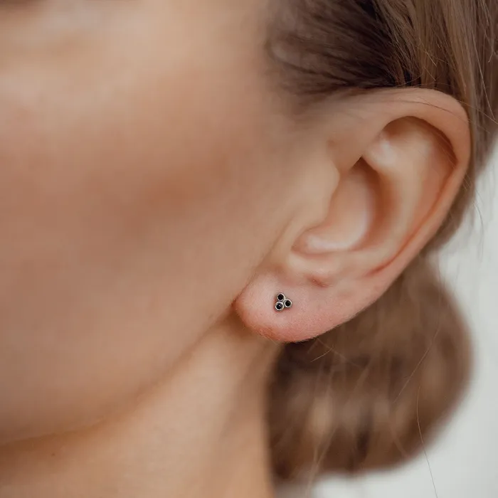 Earrings Hey Happiness Black Triad Stud Earrings Sterling Silver Earrings Hey Happiness Black Triad Stud Earrings Sterling Silver