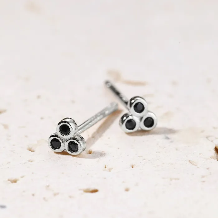 Earrings Hey Happiness Black Triad Stud Earrings Sterling Silver Earrings Hey Happiness Black Triad Stud Earrings Sterling Silver
