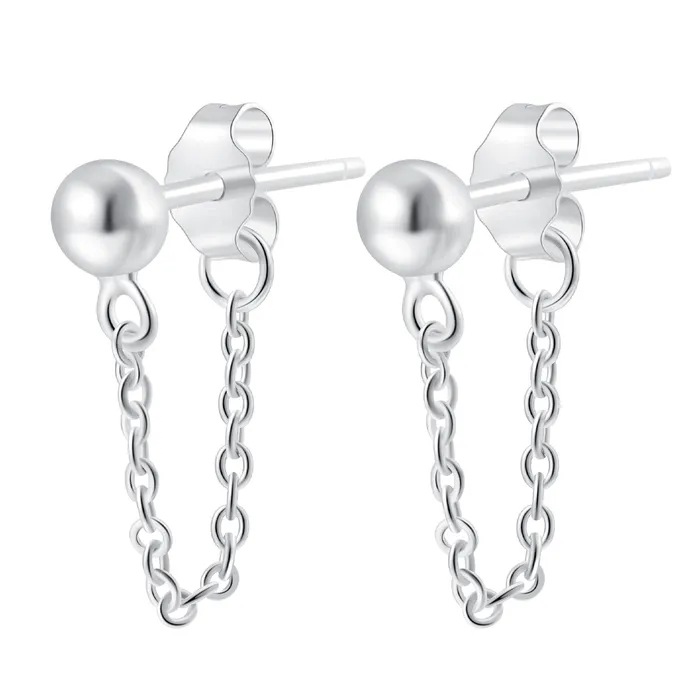 Earrings Hey Happiness Classic Chain Stud Earrings Sterling Silver