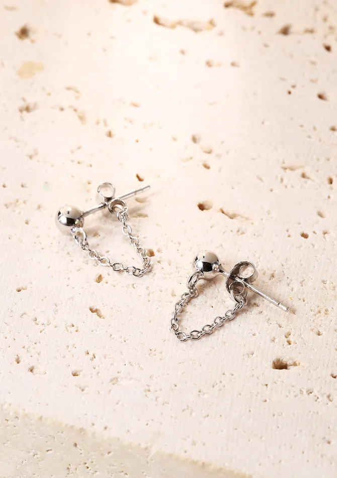Earrings Hey Happiness Classic Chain Stud Earrings Sterling Silver