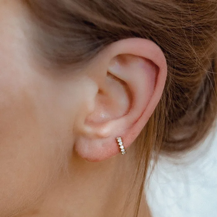 Earrings Hey Happiness Diamond Fan Helix Earrings Sterling Silver Gold Earrings Hey Happiness Diamond Fan Helix Earrings Sterling Silver Gold