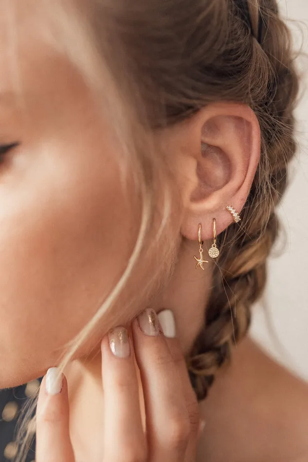 Earrings Hey Happiness Diamond Fan Helix Earrings Sterling Silver Gold Earrings Hey Happiness Diamond Fan Helix Earrings Sterling Silver Gold