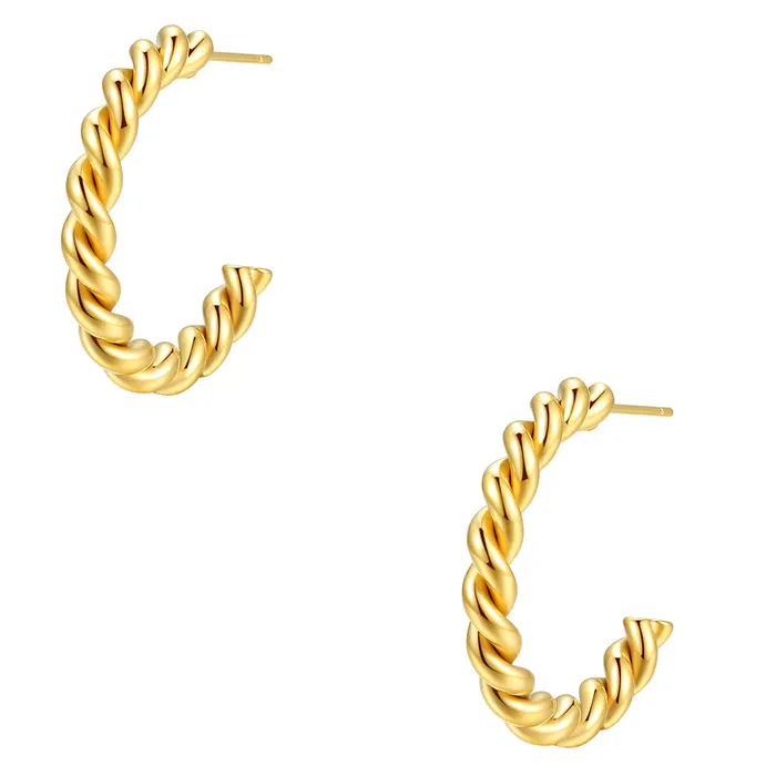 Earrings Hey Happiness Twisted Rope Hoop Earrings Gold