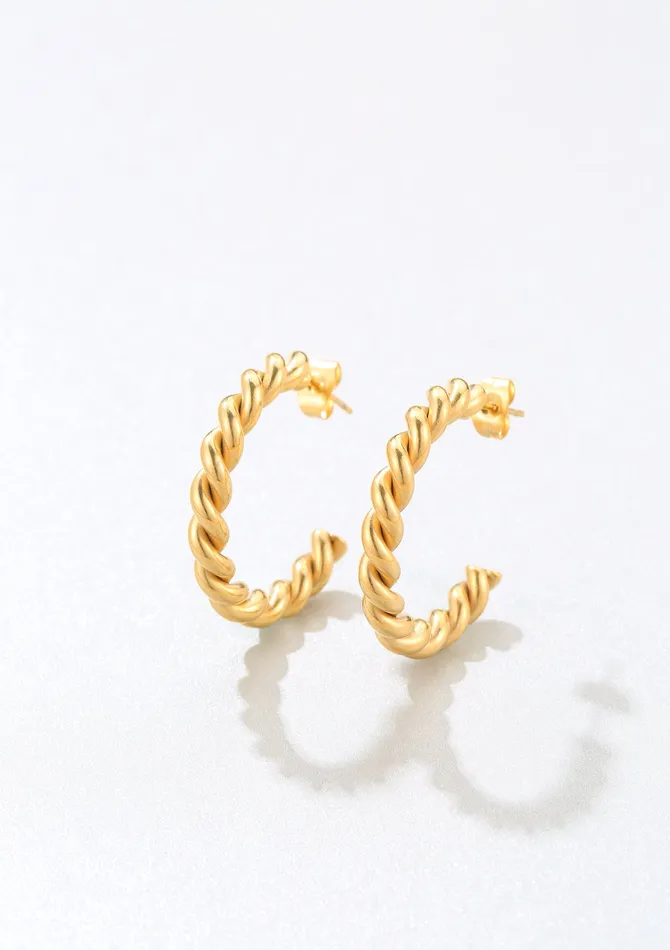 Earrings Hey Happiness Twisted Rope Hoop Earrings Gold Earrings Hey Happiness Twisted Rope Hoop Earrings Gold