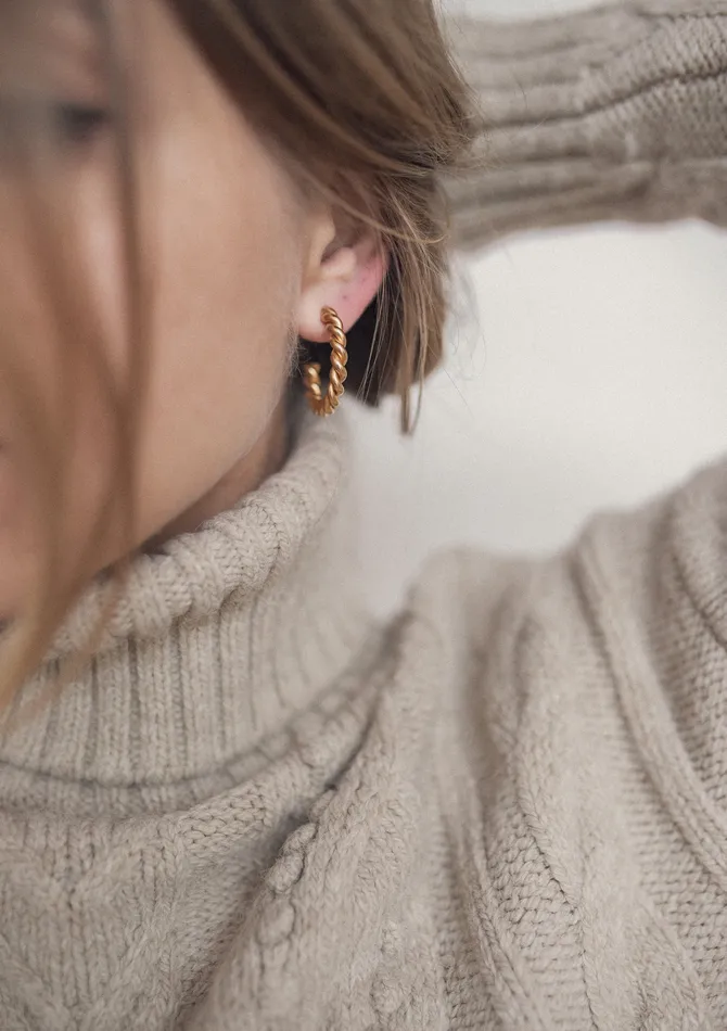 Earrings Hey Happiness Twisted Rope Hoop Earrings Gold Earrings Hey Happiness Twisted Rope Hoop Earrings Gold