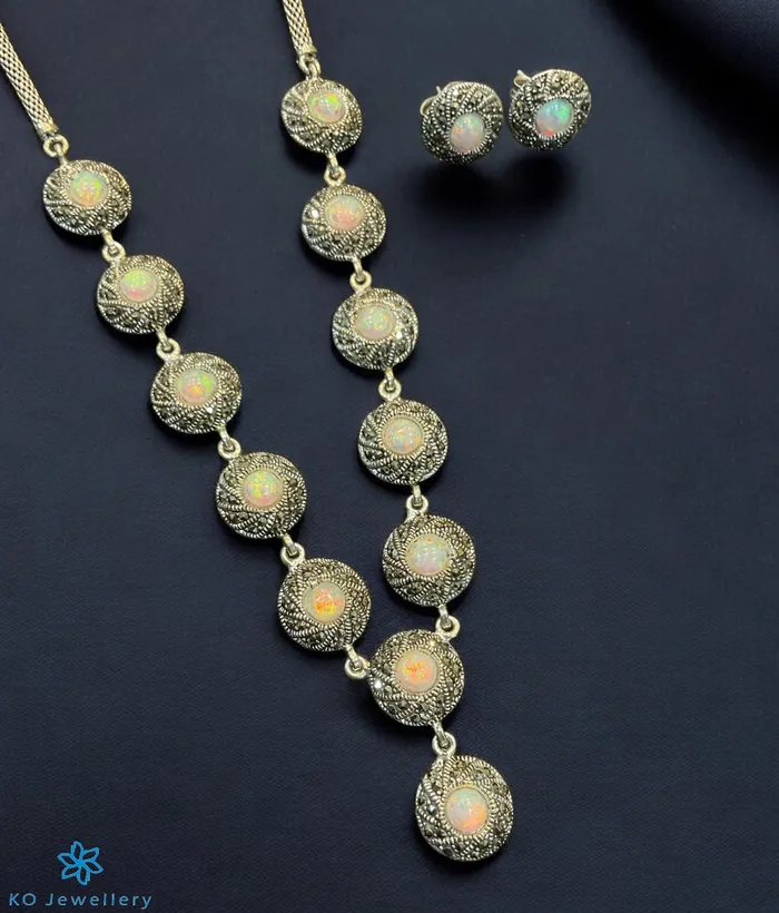 Earrings Marcasite The Serene Glow Silver Marcasite Necklace Earrings