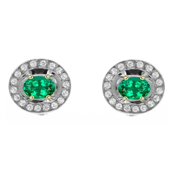 Earrings Oval Halo Studs Green Emerald Gemstone Earrings For Ladies HarryChadEntcom
