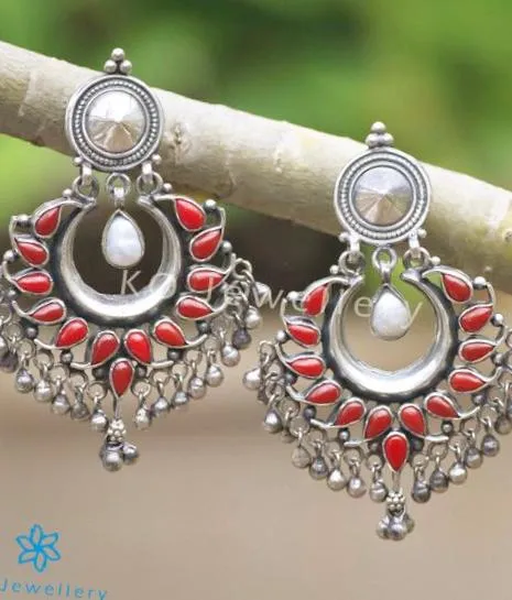 Earrings Silversmith The Samatva Silver EarringsCoral