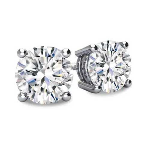 Earrings Sparkling 2 Carats Round Natural Earth Mined Diamond Stud Earring White Gold 14K GB