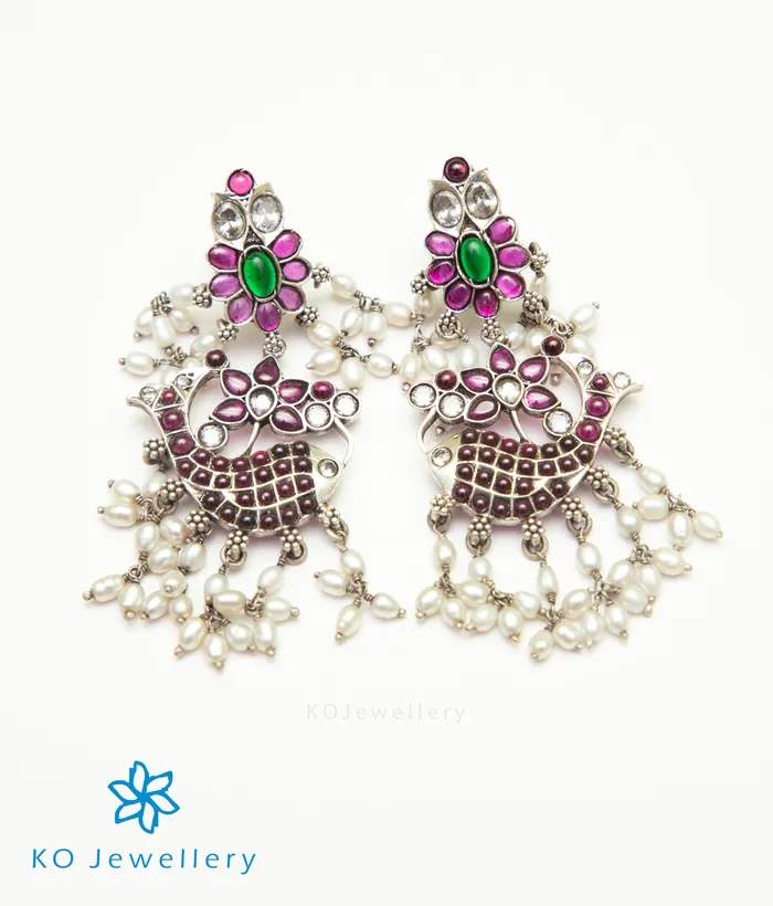 Earrings The Varuna Silver Fish Earrings OxidisedRice Pearls Silversmith