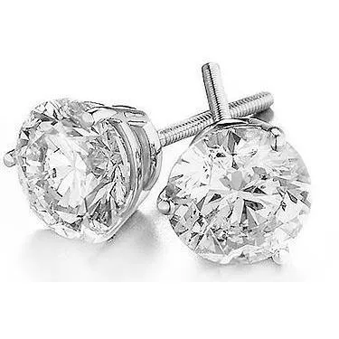 Earrings White Gold 380 Carats Natural Earth Mined Diamond Stud Earring Pair GB