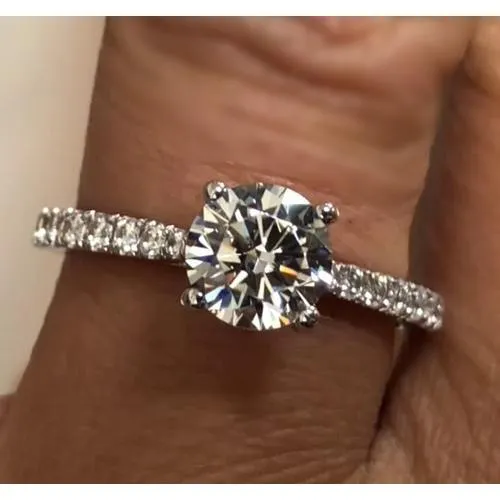 Engagement Ring 2 Carats 14K White Gold Solitaire With Accents Natural Earth Mined Diamond GB Rings Engagement Ring 2 Carats 14K White Gold Solitaire With Accents Natural Earth Mined Diamond GB Rings