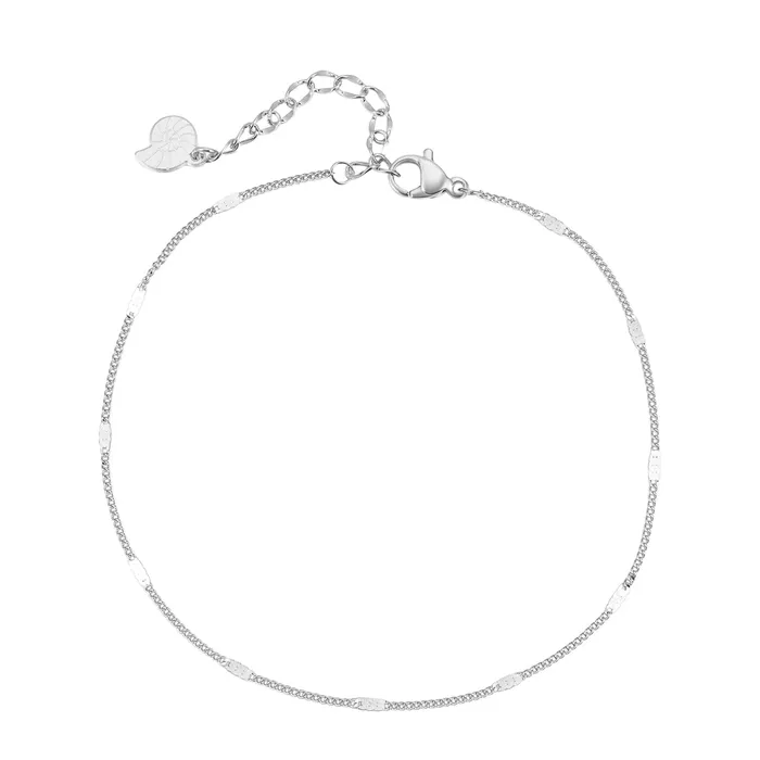 Flattened Curb Chain Anklet Silver Hey Happiness Necklaces