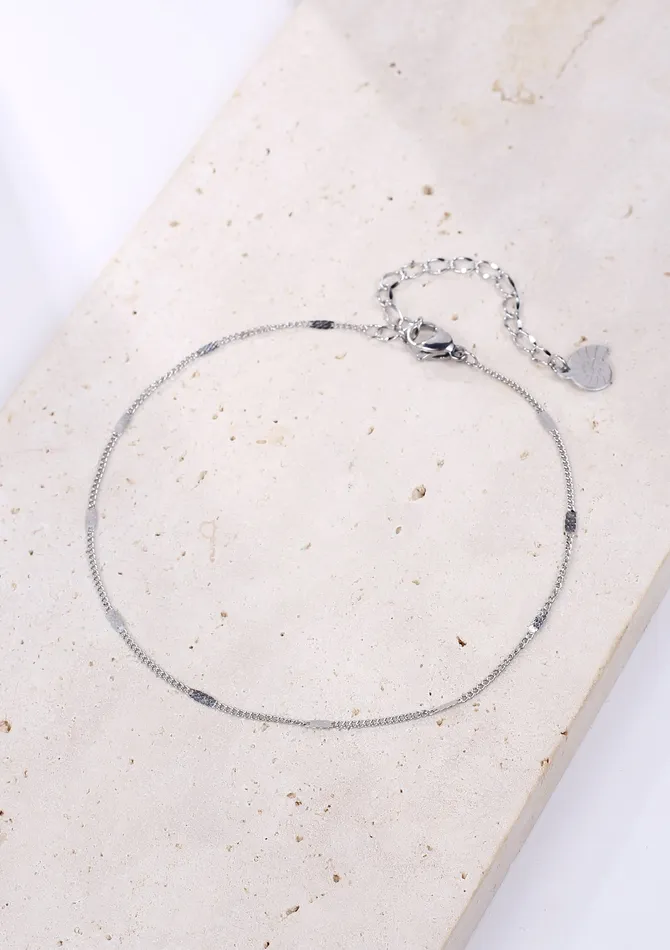 Flattened Curb Chain Anklet Silver Hey Happiness Necklaces Flattened Curb Chain Anklet Silver Hey Happiness Necklaces