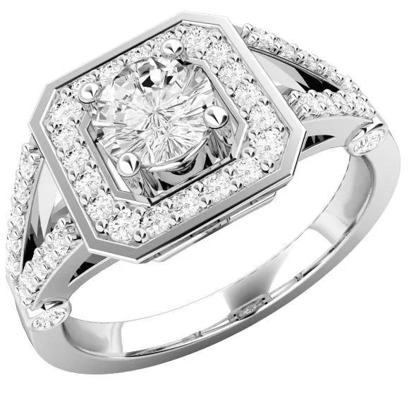 GB 415 Carats Halo Natural Earth Mined Diamond Split Shank Engagement Ring White Gold 14K Rings GB 415 Carats Halo Natural Earth Mined Diamond Split Shank Engagement Ring White Gold 14K Rings