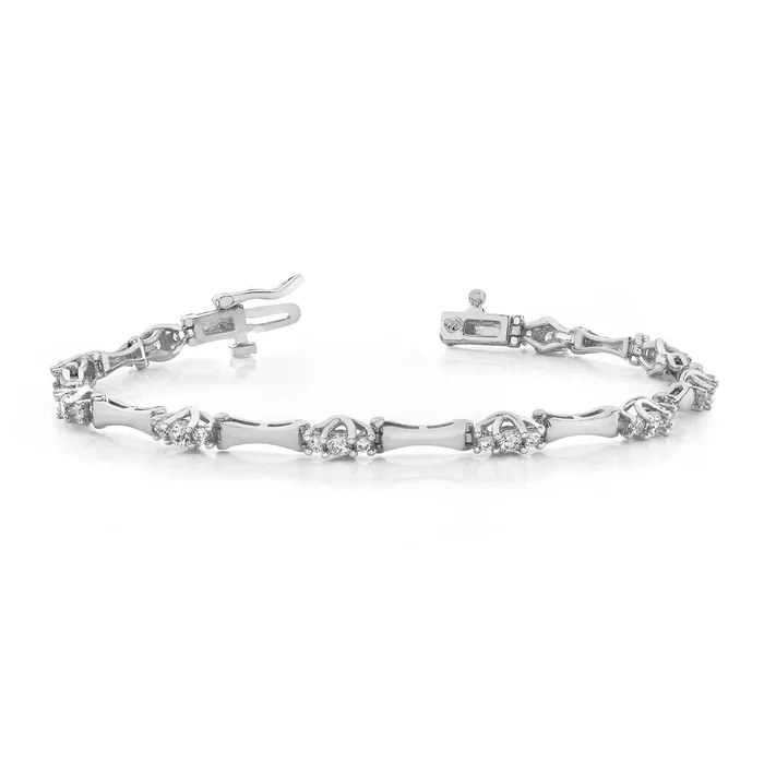 GB Bracelets 6 Ct Round Brilliant Cut Natural Earth Mined Diamond Tennis Bracelet Solid White Gold 14K