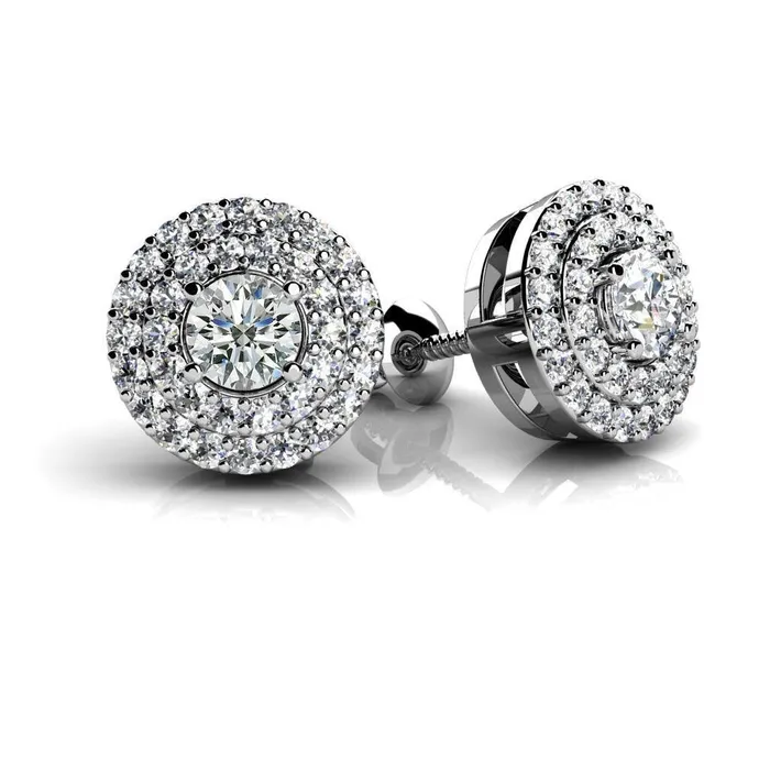 GB Earrings 170 Ct Halo Gorgeous Round Brilliant Cut Natural Earth Mined Diamonds Stud Earrings White