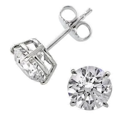 GB Earrings 2 Carats Round Natural Earth Mined Diamond Stud Earrings Solid White Gold Jewelry New GB Earrings 2 Carats Round Natural Earth Mined Diamond Stud Earrings Solid White Gold Jewelry New